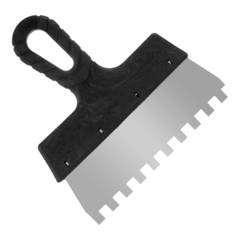 12-1-111 Шпатель фасадный зубчатый, нерж.сталь 0,45мм, пластиковая рукоятка, 200мм, зуб 10х10мм (РемоКолор)