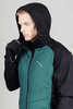 Премиальный костюм для лыж и зимнего бега Nordski Hybrid Hood Warm 2.0 Black-Alpine Green