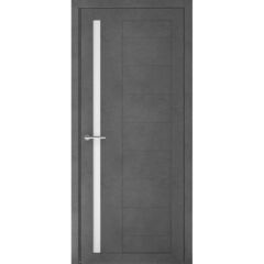 Купить Межкомнатная дверь экошпон Валенсия бетон темный стекло белое