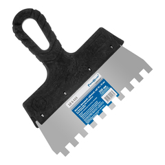 12-1-111 Шпатель фасадный зубчатый, нерж.сталь 0,45мм, пластиковая рукоятка, 200мм, зуб 10х10мм (РемоКолор)