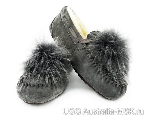 UGG Moccasins  Pom Pom Grey