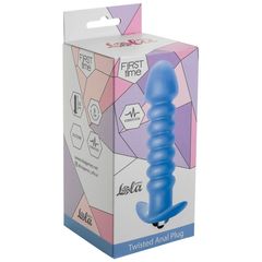 Голубая анальная вибропробка Twisted Anal Plug - 13 см. - 