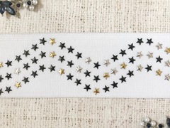 Лента эластичная со звездами, ш. 5,2 см, белый