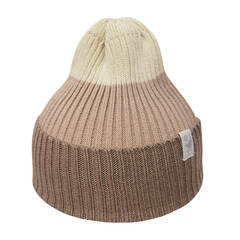 Вязаная шапочка Simple в полоску (латте)