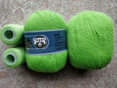 Зеленый неон, арт. 39, пух норки синяя этикетка