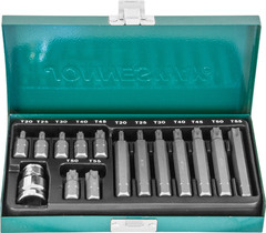 Jonnesway S29H4215S Набор вставок-бит 10 мм DR TORX® с переходниками, 15 предметов 47397