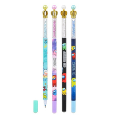 
          Ручка гелевая, пиши-стирай, Basir, синие чернила, серия "Астронавты", разноцветный корпус со стразами