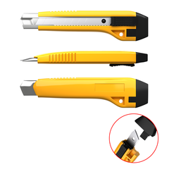 
          Нож канцелярский ERICH KRAUSE, 18 мм, c автоматической фиксацией лезвия, пластик. корпус, желтый, европодвес