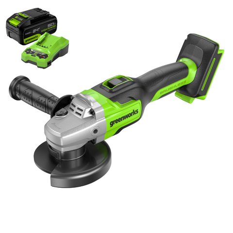 Угловая шлифмашина Greenworks GD24AGK5 24V (125 мм) аккумуляторная, с АКБ 5 А/ч и ЗУ