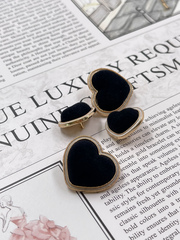 Пуговицы Сердечки бархатные черные