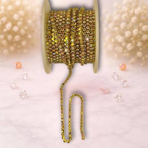 стразовая лента 2мм ,голограмма золото (1м)