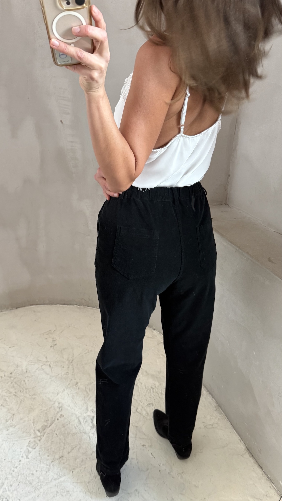 Эластичные вельветовые брюки прямого кроя