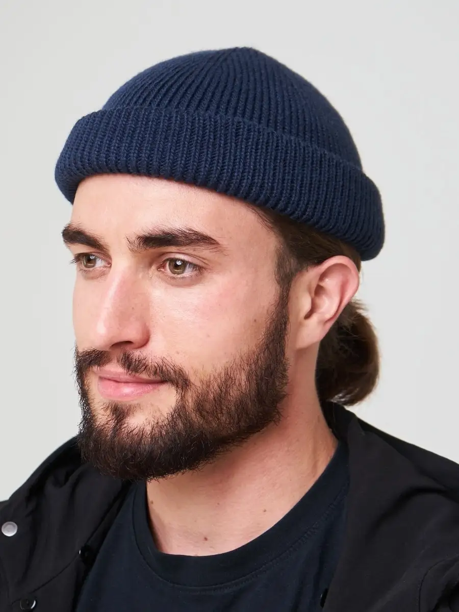 Шапка бини мужская женская унисекс короткая с отворотом, кусто, докер, докерская, укороченная, леон