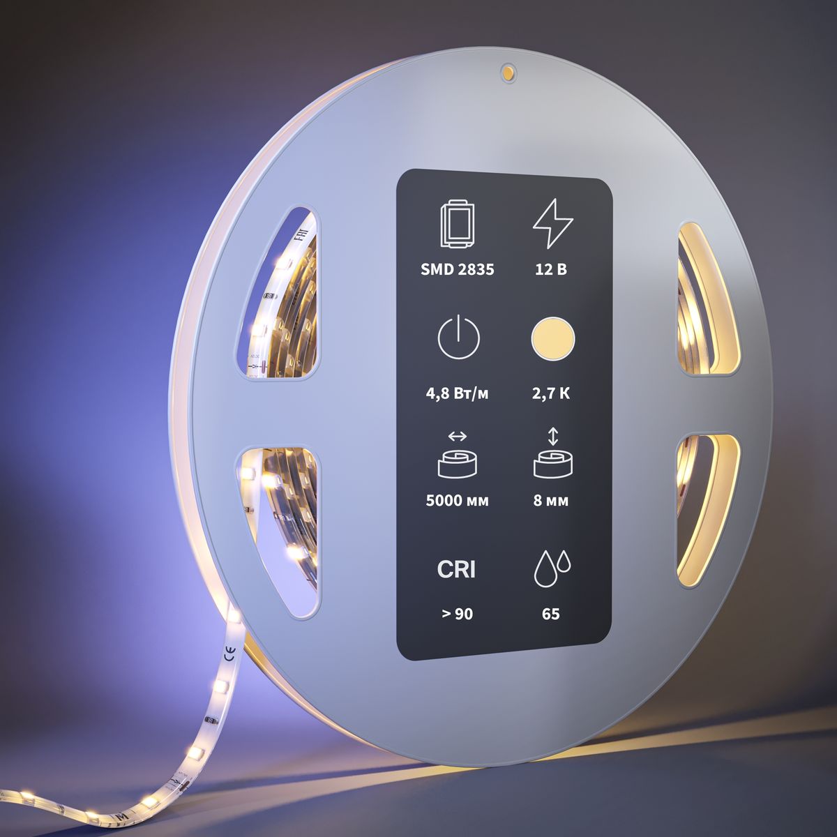 Светодиодная влагозащищенная лента Maytoni 4,8W/m 60LED/m 2835SMD теплый белый 5M 201005