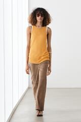 Massimo Dutti Вязаный топ без рукавов с горловиной халтер, желтый