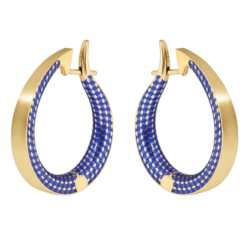 Серьги Конго с синей Эмалью, E0177-30/14