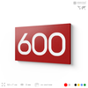 Номер на дверь 600, табличка на дверь для офиса, квартиры, кабинета, аудитории, склада, красная 120х70 мм, Айдентика Технолоджи