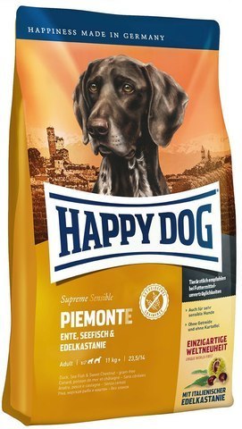 купить Happy Dog Supreme Sensible Adult Piemonte сухой корм для взрослых собак весом от 11 кг, при пищевой аллергии и кормовой непереносимости с уткой, морской рыбой и каштанами 10 кг