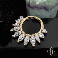 Кликер "Massalia" - Желтое золото - White CZ