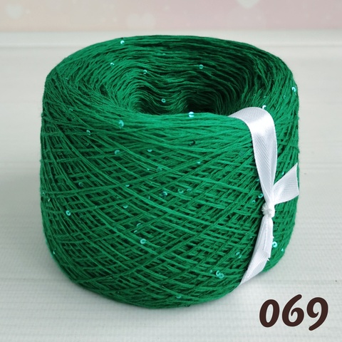 ХЛОПОК С ПАЙЕТКАМИ 100гр, 069, Изумруд/Зеленый