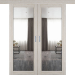 Купить Раздвижная двустворчатая дверь купе Atum Pro 32 Scansom Oak с зеркалом