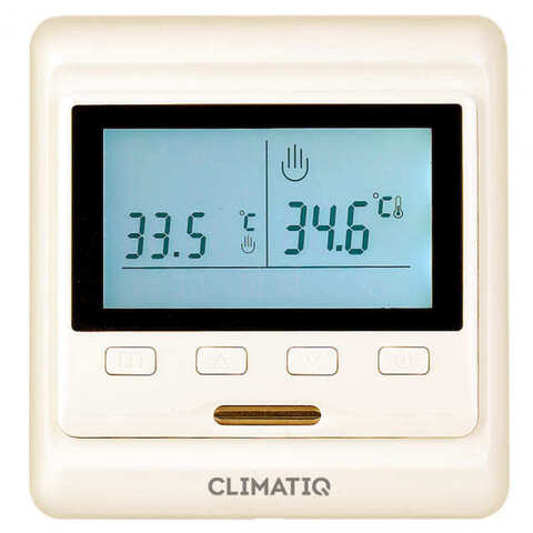 Терморегулятор/термостат цифровой с дисплеем для тёплого пола. Цвет Слоновая кость. CLIMATIQ серия CLIMATIQ PT. CLIMATIQPTI