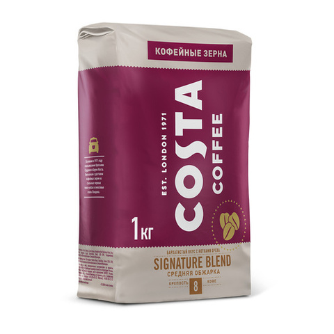 купить Кофе в зернах Costa Coffee Signature Blend, средняя обжарка, 1 кг (Коста Кофе)
