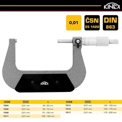 Микрометр МК 150-175мм DIN863 0,01мм Kinex 7015 (К)