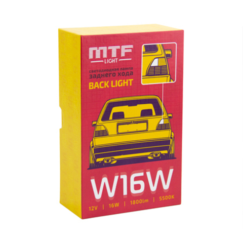Светодиодная лампа MTF LIGHT серия BACK LIGHT в фонарь заднего хода, 12В, 16Вт, 5000К, W16W