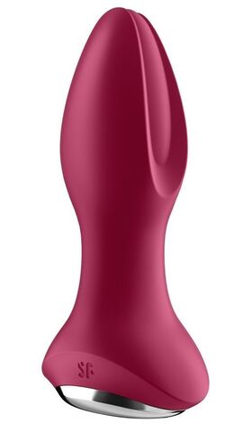 Малиновая вибропробка с вращением бусин Rotator Plug 2+ - 12,8 см. - Satisfyer 4003177