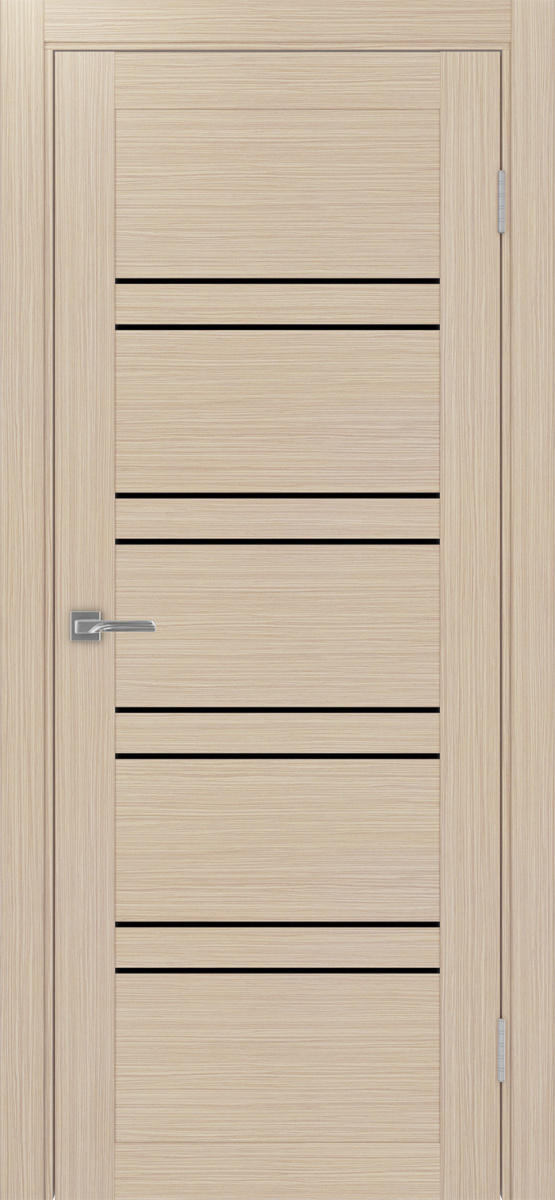 Дверь межкомнатная Оптима Порте Турин 560.12, цвет беленый дуб, экошпон, стекло лакобель черное