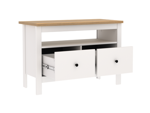 Тумба Сага 2 ящика, 90,4*41,4*62,2 см, белый/ясень