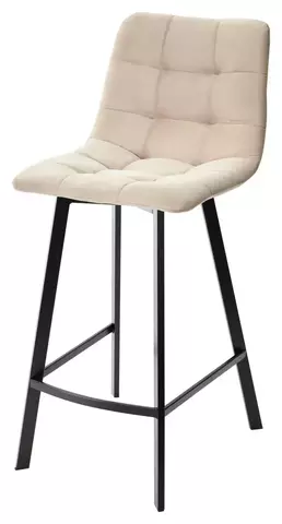 Полубарный стул CHILLI-Q SQUARE бежевый #5, велюр / черный каркас (H=66cm) М-City, С мягким сиденьем,  Бежевый,  Металл,  Чёрный