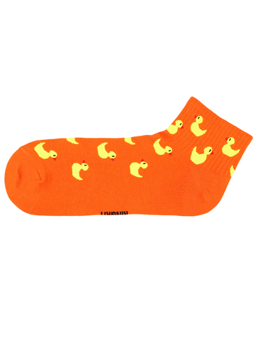 Низкие носки с принтом уток оранжевые оптом