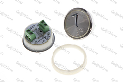 Кнопка (кнопочный модуль) BBP-R331-CMPLT-S-W "7 этаж", круглая, статическая белая подсветка, Брайль.