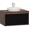 Vitra 58187 Шкаф Metropole 80 см из искуственного камня, c 1 ящиком, цвет сливовое дерево, фасад черное акриловое стекло