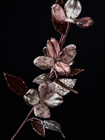 Веточка с листьями кизила 32х74см ChristmasDeLuxe шампань