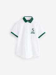 Рубашка с коротким рукавом для мальчика Next E32-327, Белый, Зеленый