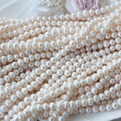 Жемчуг натуральный речной, круглый, 7-8 мм, 1 нить, Ж012