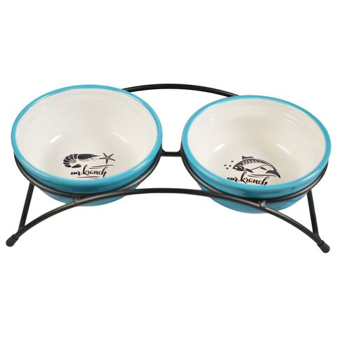 Mr.Kranch миска на подставке для собак и кошек двойные голубые 2x290 мл