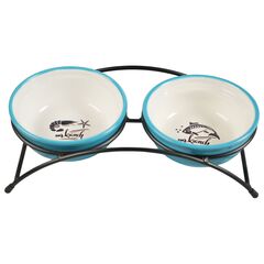 Mr.Kranch миска на подставке для собак и кошек двойные голубые 2x290 мл