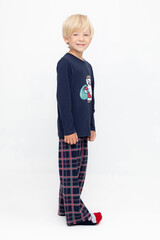 пижама  для мальчика  К 1600/глубокий синий,шотландская клетка