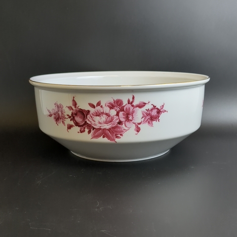 Блюдо салатник большое фарфор клеймо Graf Von Henneberg Porzellan, 1777 Jlmenau, Германия, роспись цветы, золочение, винтаж 1973-1977 гг