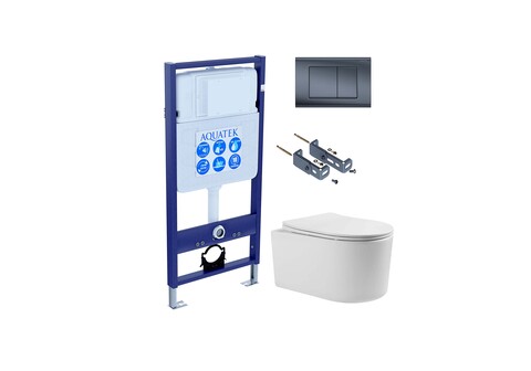 Aquatek SET Aquatek МИЯ Т-033 4в1 SET Aquatek МИЯ Т-033 4в1(рама Aquatek Standard INS-0000012+крепёж KKI-0000016 +кнопка KDI-0000033 +унитаз МИЯ AQ2004T-00 с тонким сиденьем soft-close