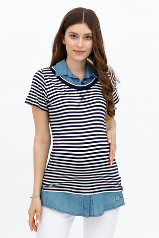 Блузка для беременных 01254 синий