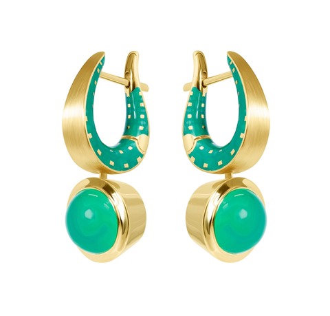 Серьги с Хризопразом, Эмаль, E0178-22/17