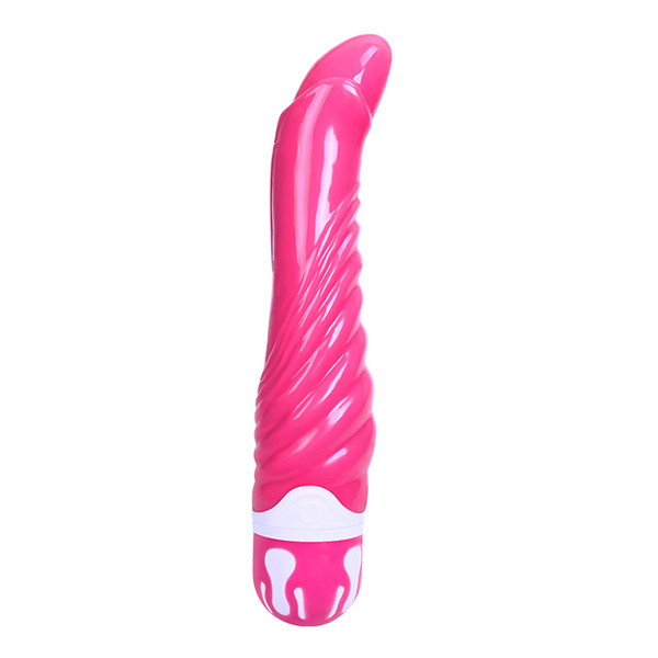 Розовый ребристый вибратор 21,8см со стимуляцией точки G Baile The Realistic Cock BW-047002