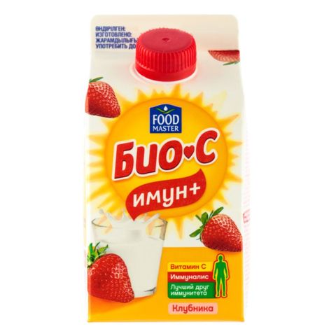 Йогурт питьевой БИО-С Имун+ Клубника 2,9% 450 г т/п Food Master КАЗАХСТАН