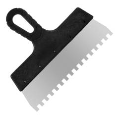 12-1-118 Шпатель фасадный зубчатый, нержавеющая сталь 0,45мм, пластиковая рукоятка, 250мм, зуб 8х8мм (РемоКолор)