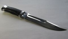 Нож кованый НС-05 Охота (40Х10С2М) гравировка, алюминиевые вставки (Златоуст)